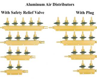 7454 Aluminum Bar Gas Manifolds with 4 shutoffs - 7454