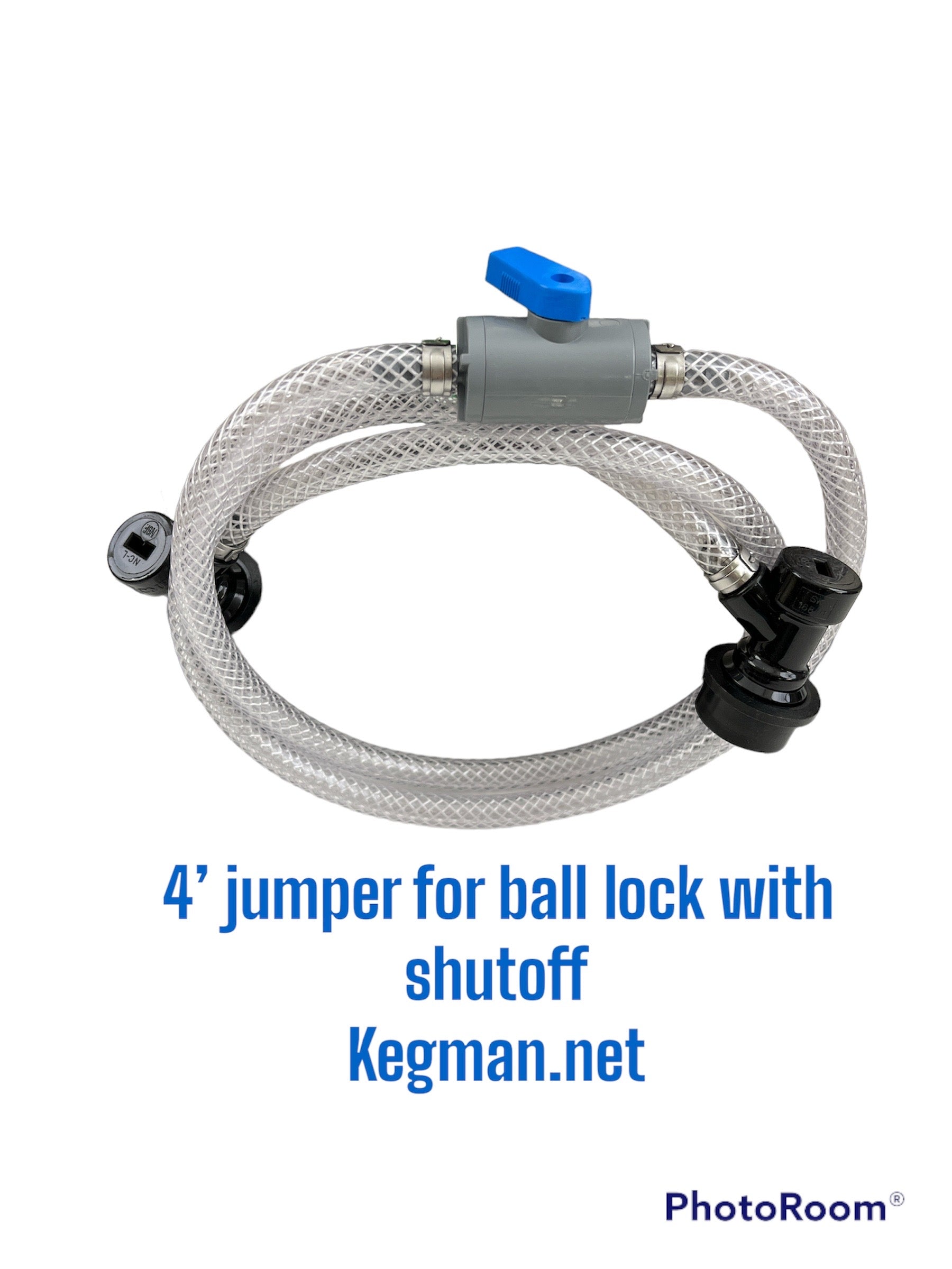 4' Beverage Jumper, Ball Lock to Ball Lock with Shutoff